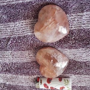 2 rose quartz hearts!